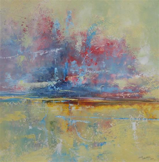 John Walker, oil on paper, Tribute to the sky, signed and dated 06, 46 x 45cm